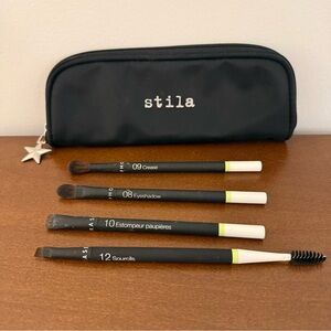 Sephora Eye Brush Set - Four Eye Brushes With Complimentary Stila Cosmetic Bag